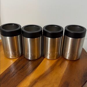 Bundle of 4 Yeti Rambler Colster Can Cooler 12oz, 2 used, 2 with logos, 2 NWT